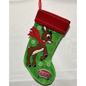 Rudolph The Red Nosed Reindeer SeaWorld‎ Christmas Stocking Green NWOT
